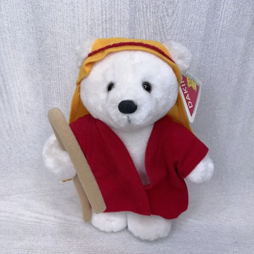 Vintage 1988 Dakin White Shepherd Bear Christmas Stuffed Animal Plush 9